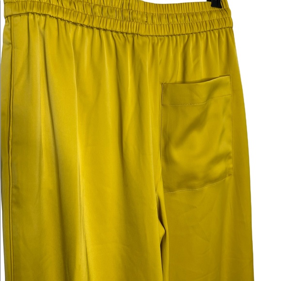 Zara Womens Satin Loose-fitting Trousers With Tie Waist Yellow - Picture 7 of 7